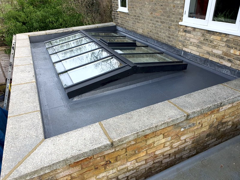 Flat Roof Skylight roofing project